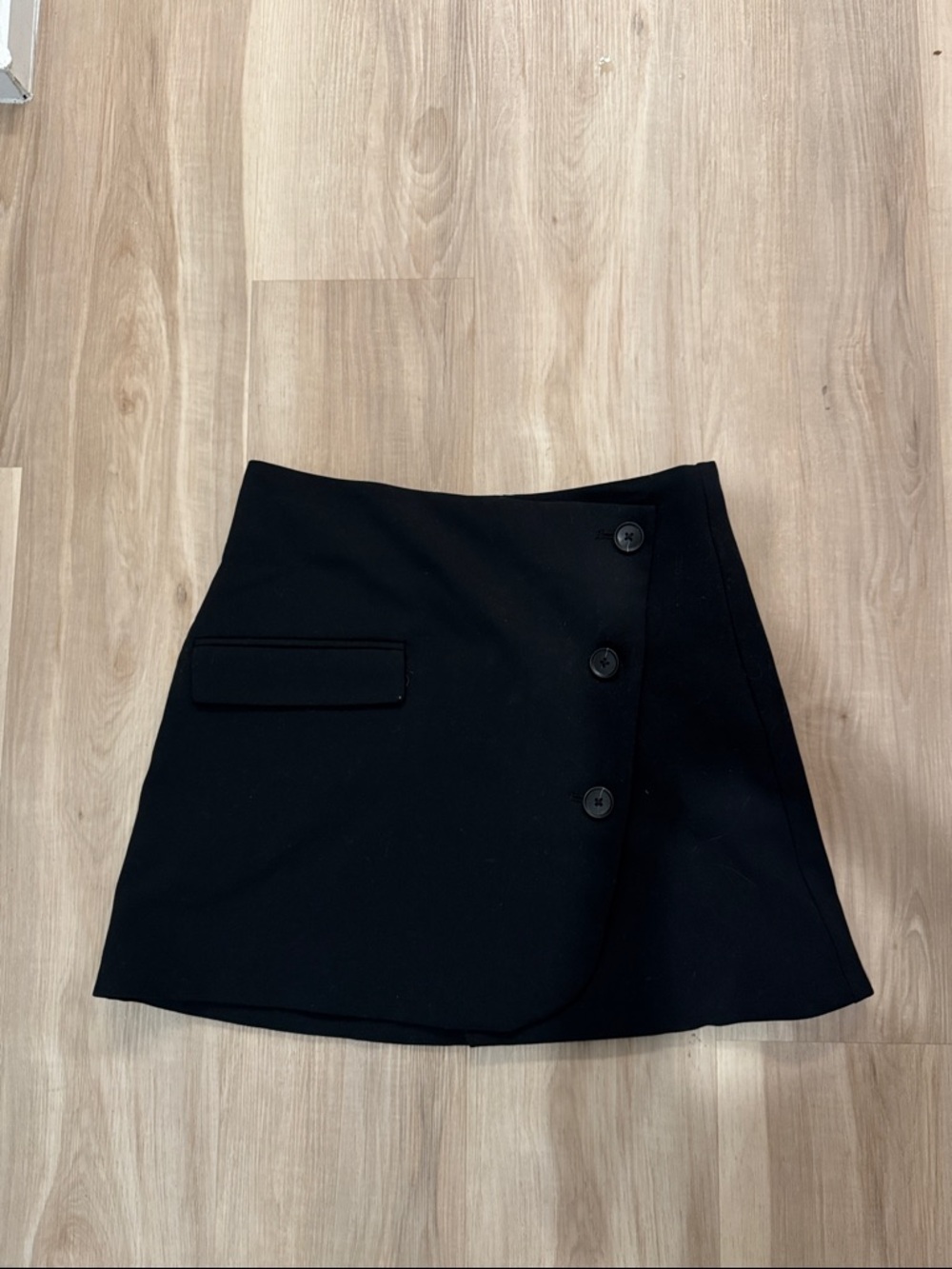 a new day Black Mini Skirt with Button Detail